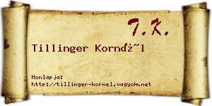 Tillinger Kornél névjegykártya